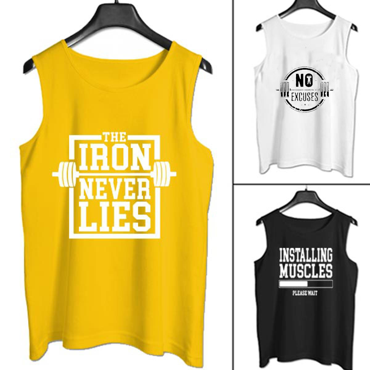 Pack of 3 Printed Tank Tops for Mens